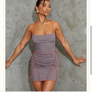 PrettyLittleThing Grey Mini Dress with Orange Trim
